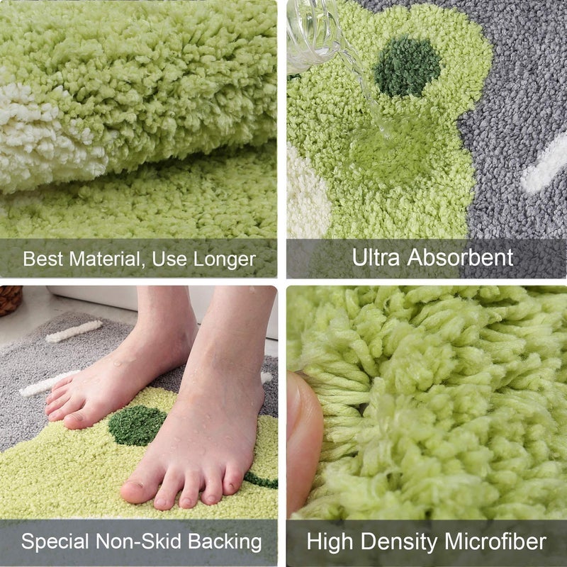 Ankah Bath Mat Cute Shower Rug, Luxury Shaggy High Absorbent and Anti Slip, Machine Washable Fit for Bathtub, Shower and Bath Room, (17.71"x 25.59", Little Frog) - Image 5